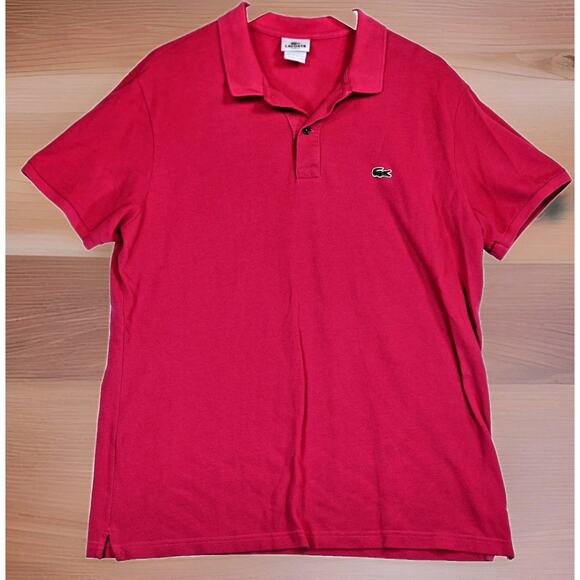 Lacoste Other - Lacoste Men's Slim Fit Vintage Polo Size 8 Short Sleeve Button Pink 100% Cotton
